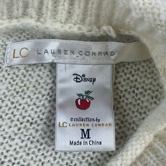 LC Lauren Conrad Disney Sweater Snow White Embroidered Knit Size Medium - Picture 4 of 9